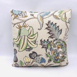 Brunschwig & Fils &quot;Aravali&quot; 100% Linen Designer Fabric Pillow Cover - Designer Fabric Pillow Cover - Made To Order