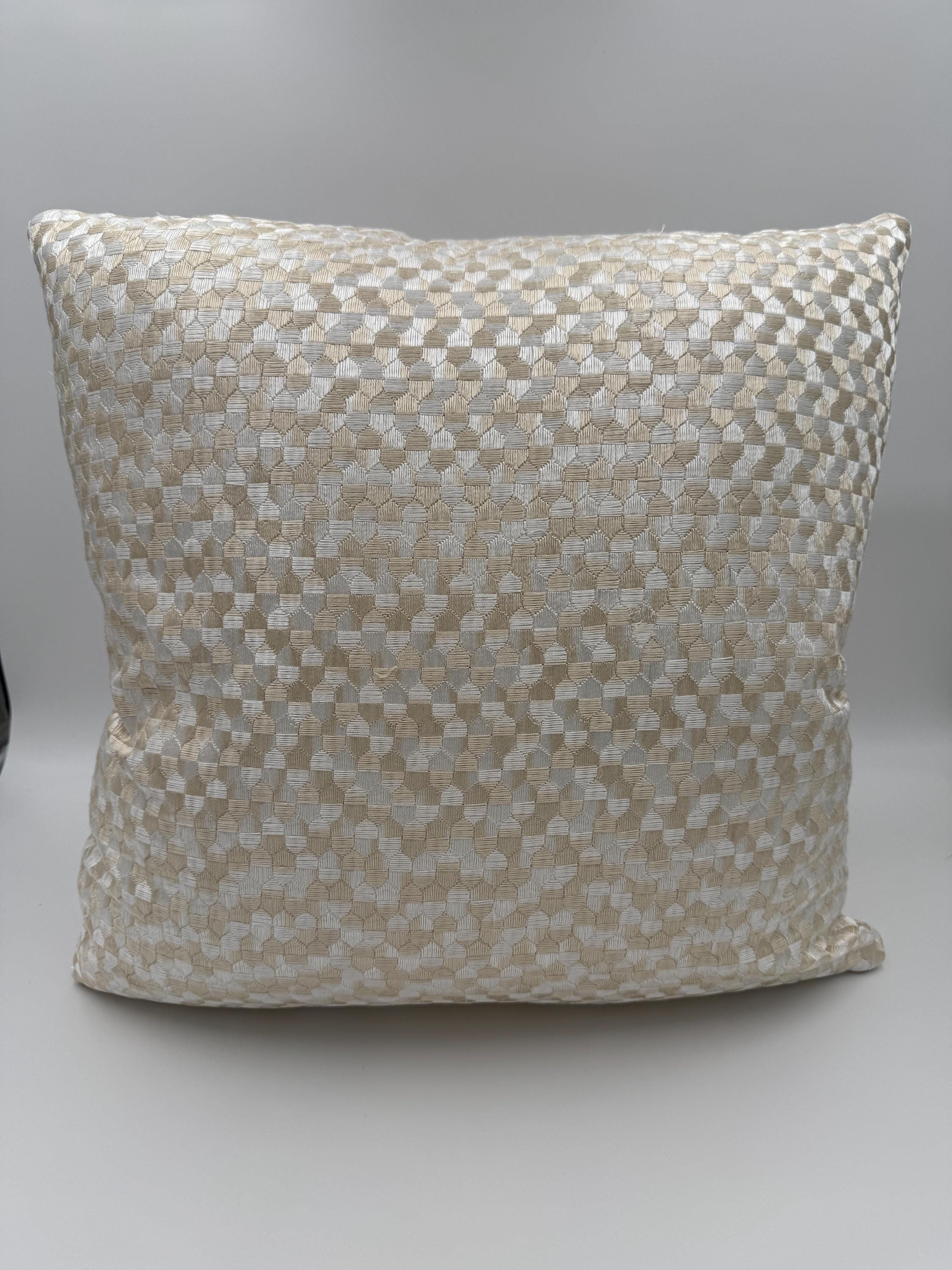 Schumacher Ivins Embroidery Ivory Pillow Cover – 20" Cotton Designer ...