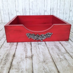 Porta tovaglioli, decorazione da cucina rossa, piccolo vassoio quadrato per tavolo da cucina, vassoio porta tovaglioli in legno