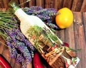 Mediterranean kitchen decor, olive oil vinegar cruet, glass bottle dispenser, cooking utensils, table restaurant decoration, chef cook gift