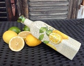 Olive oil dispenser, lemon kitchen decor, lemons decorations, olive oil cruet, glass bottle, vinegar cruet, olive oil vinegar pourer bottle