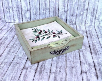 Hand Painted Small Napkin Holder Handcrafted