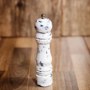 Pepper Mills Wood, Unique Valentines Gift for Him, Black White Grinders, Salt and Pepper Shakers, Housewarming Gift for Couples image 4