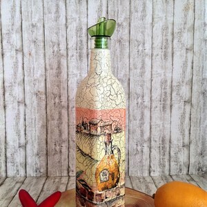 Olive oil dispenser, mediterranean kitchen decor, kitchen organization, cooking gift, cooking oil cruet, glass bottle with pourer image 2