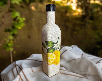 Olive oil or vinegar cruet, lemon kitchen decoration, kitchen cooking gift, yellow kitchen decor, lemon themed home decor