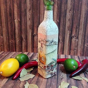 Olive oil dispenser, mediterranean kitchen decor, kitchen organization, cooking gift, cooking oil cruet, glass bottle with pourer image 7