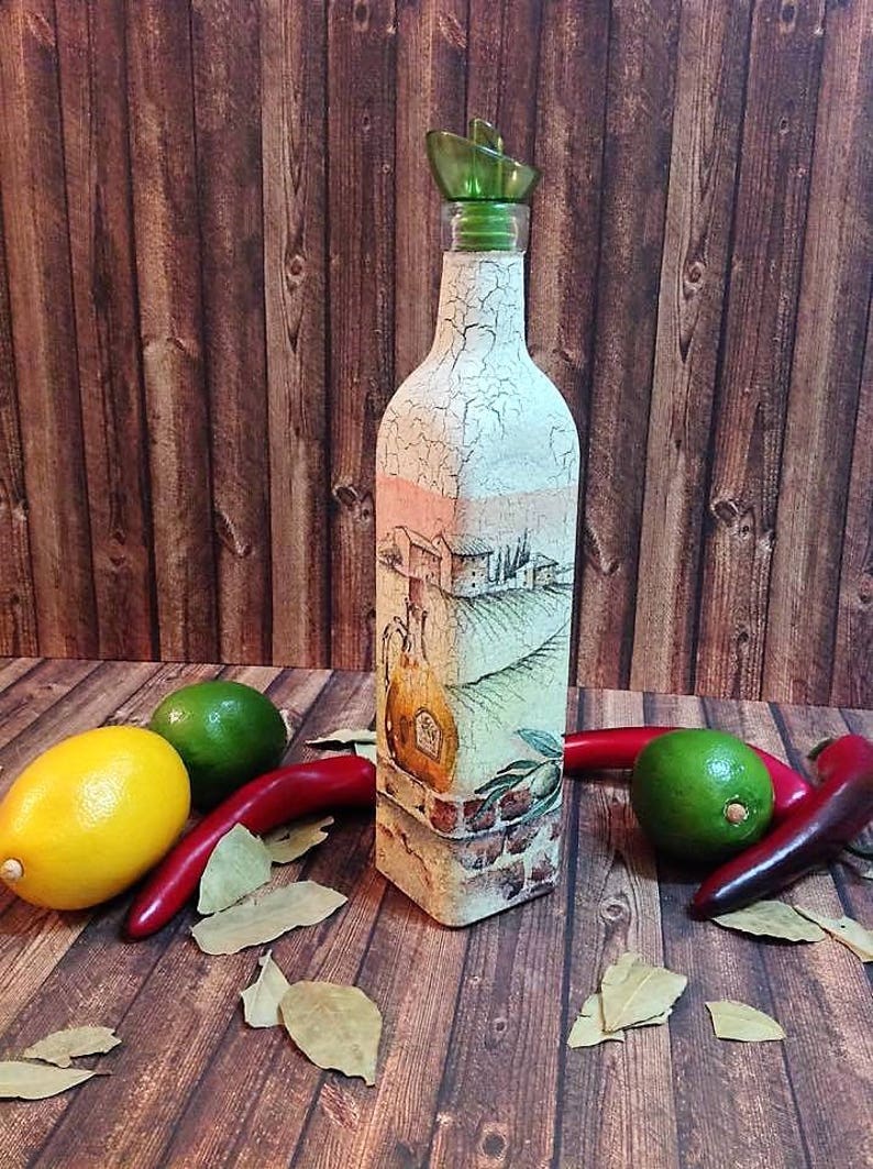 Olive oil dispenser, mediterranean kitchen decor, kitchen organization, cooking gift, cooking oil cruet, glass bottle with pourer image 7