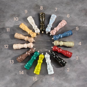 Salt and Pepper Grinder Set, Kitchen Accessories, Custom Pair of Wooden Mills, Choose 2 colors, Barbeque Cooking Gift, Wood Shakers