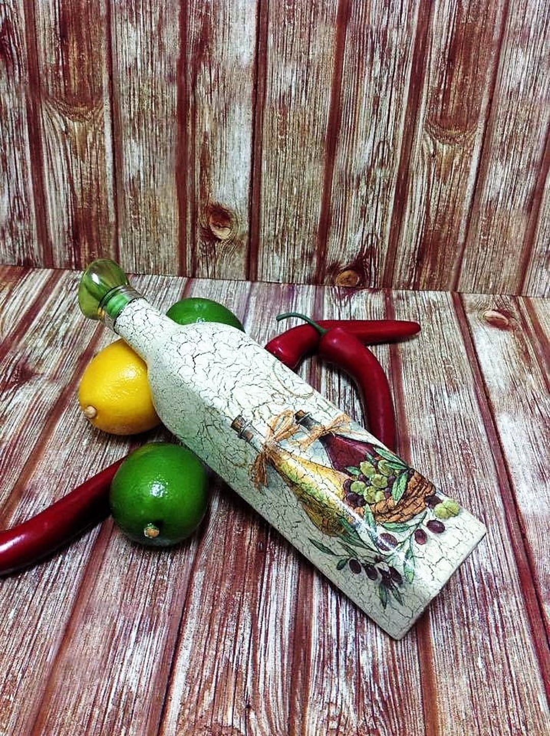 Cooking Oil Bottle, Olive Oil Vinegar Glass Cruet, Mediterranean