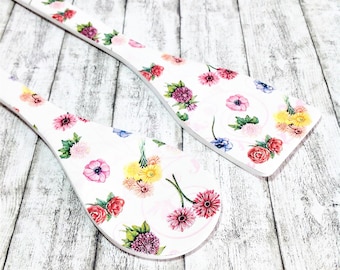 Juego de cuchara y espátula de madera con decoupage floral: decoración de cocina shabby chic