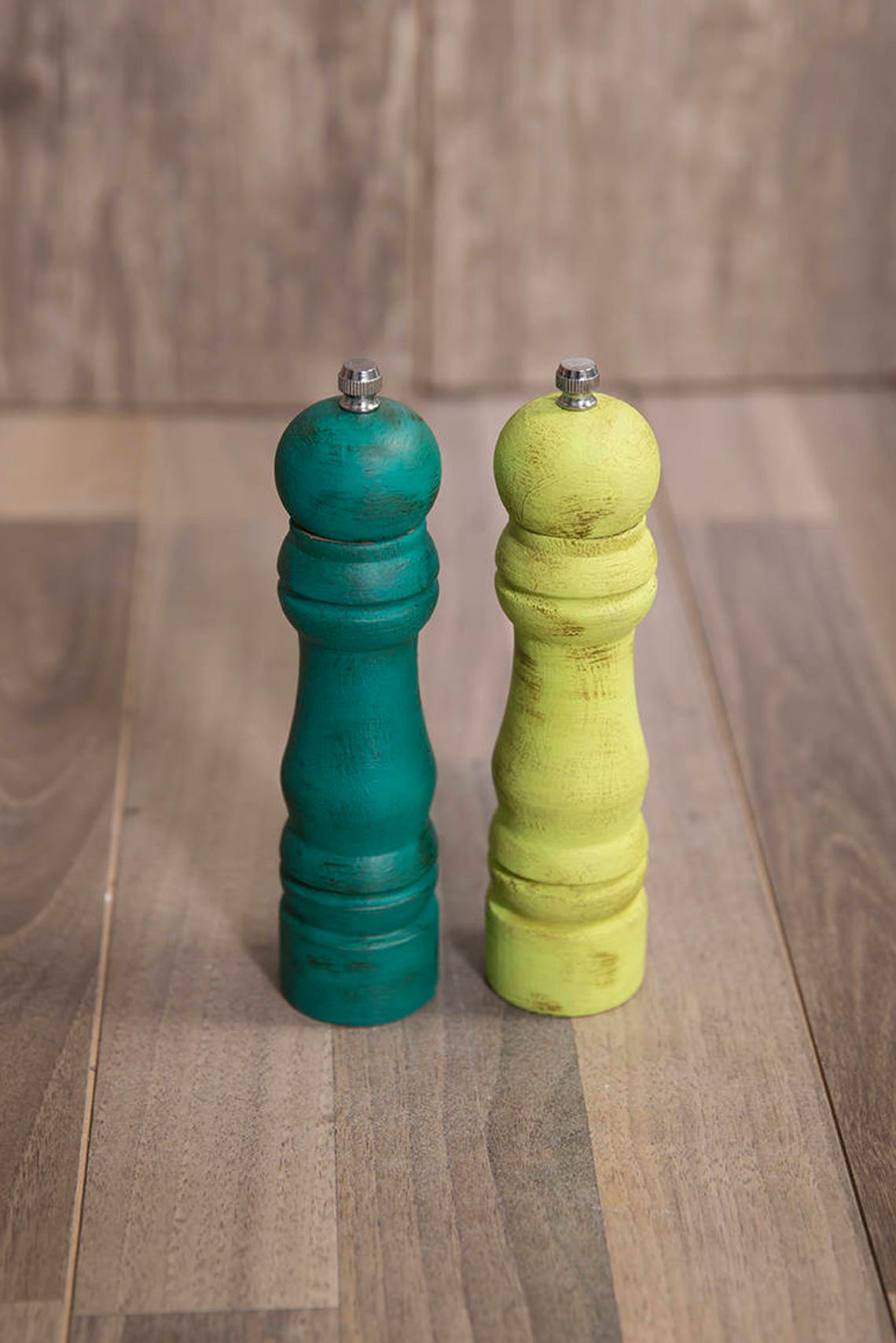 Wooden Salt and Pepper Grinders Rustic Mills for Spices Etsy