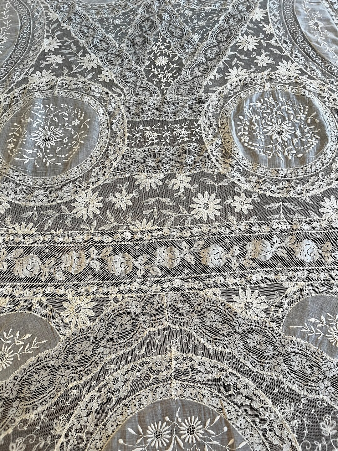 Antique Normandy Lace Bed Coverlet Twin Size Ivory Etsy