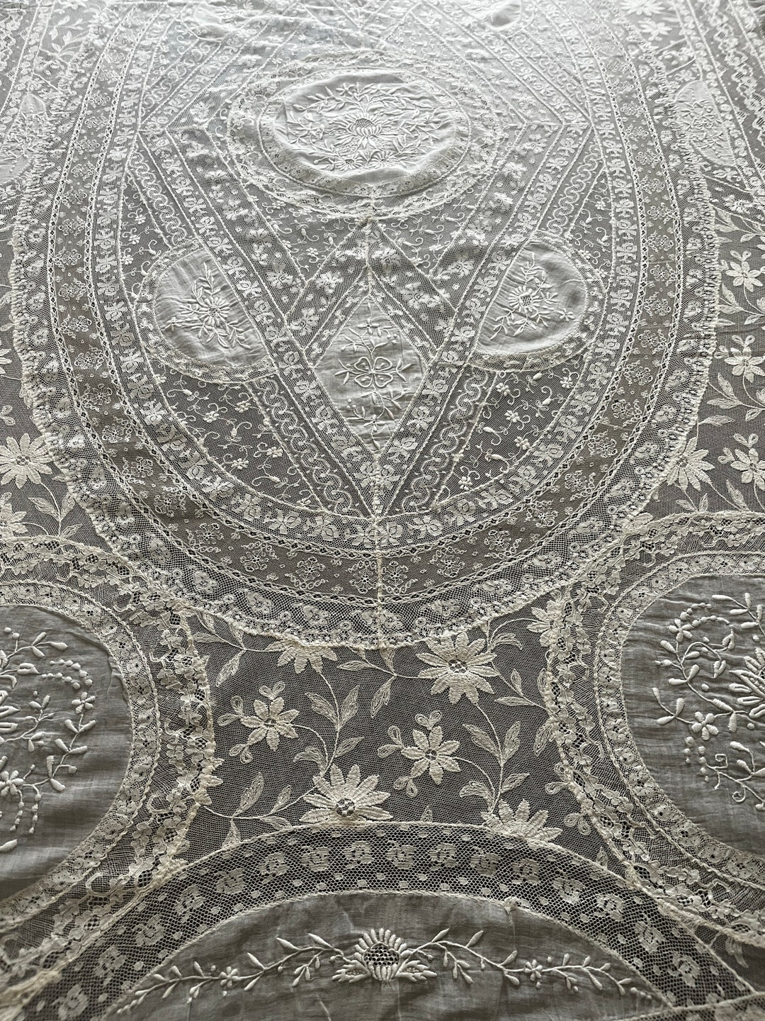Antique Normandy Lace Bed Coverlet Table Cover Etsy