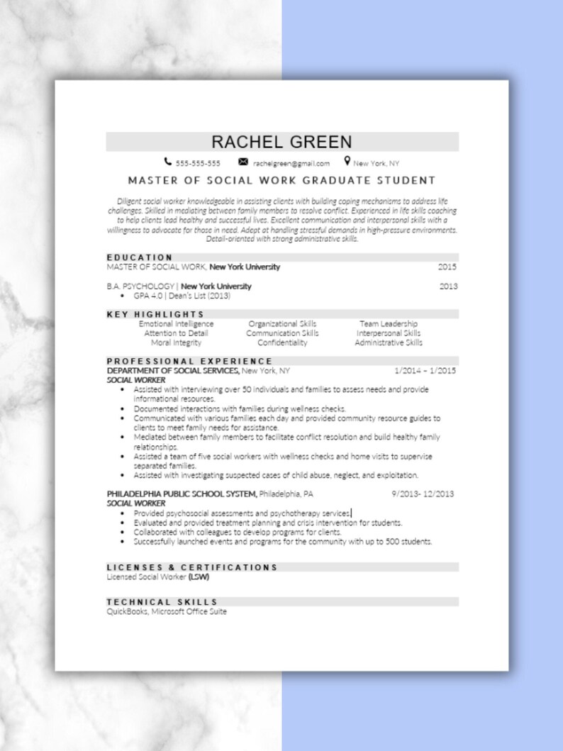 Simple, Clean Resume Template- Digital Download! - Etsy