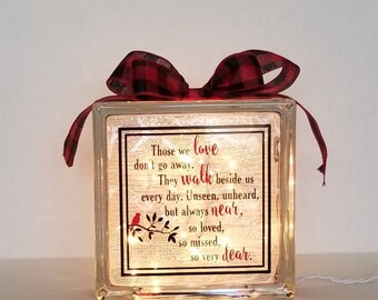 Memorial Glass Block,Honor A Life,Sympathy Gift,Unique Memorial Gift,Glass Block Night Light,Lighted Glass Block,Photo Keepsake