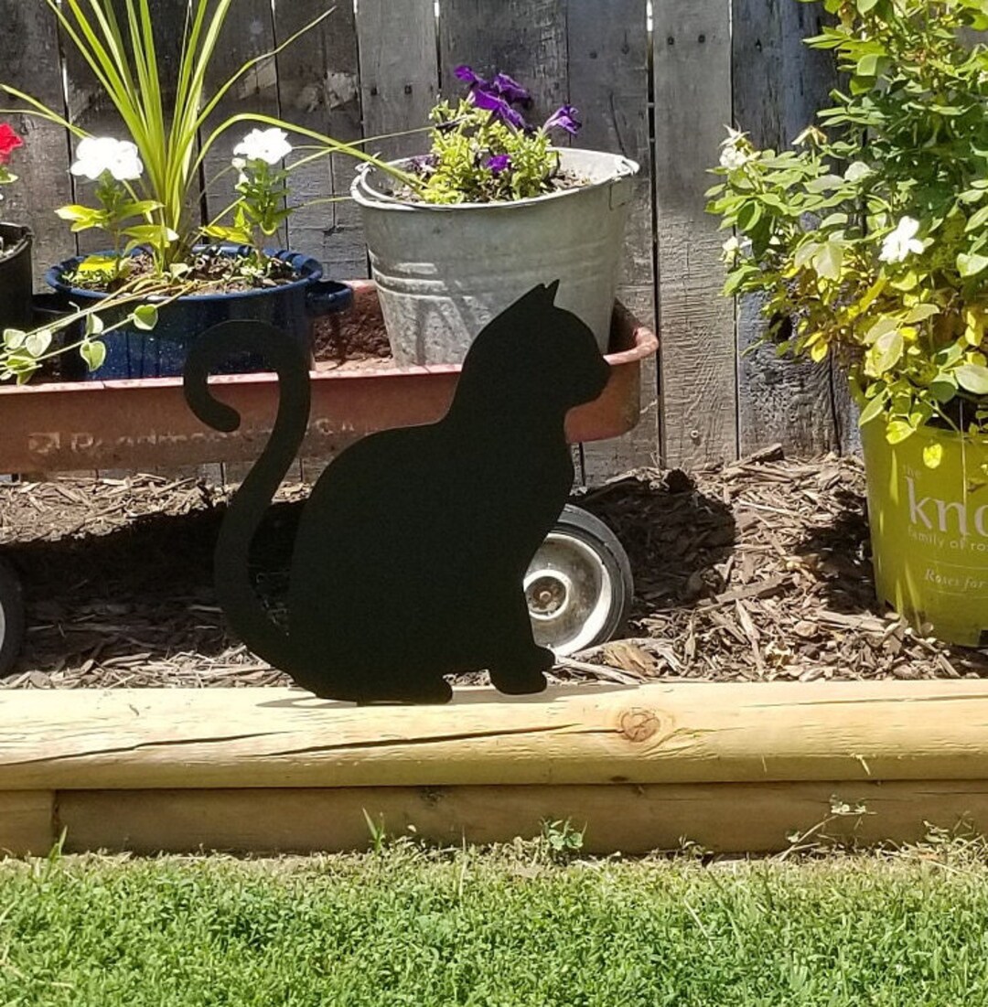 Handcrafted Metal Garden Cat Sculpture Outdoor Decor for Cat Lovers Etsy