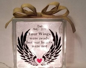 Unique Tribute: Personalized Your Wings Were Ready Memorial Glass Blocks