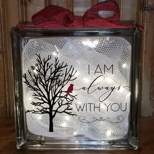 I Am Always With You Memory Glass Block image 1