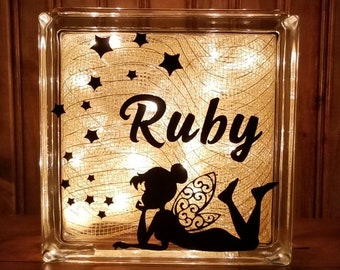 Personalized Fairy Glass Block Night Light