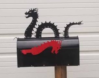 Mythical Serpent Dragon Mailbox Topper - Intricate Metal Sculpture