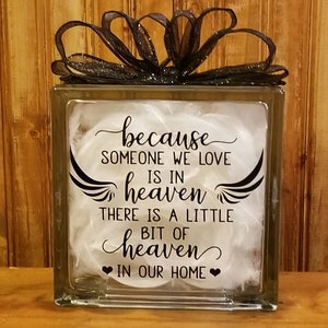 Because Someone We Love Is Heaven Glass Block zdjęcie 1