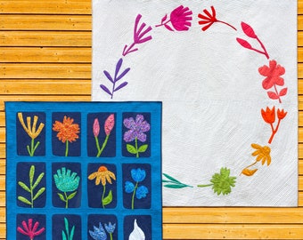 Botanical Beauties Quilt Pattern / modern flower / floral quilt / paper piecing / FPP / PDF pattern