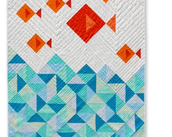 Fish Quilt. PDF pattern only. Modern Quilt. Kids Gift. Baby Gift. Quilt Pattern for beginners. Instant Download.