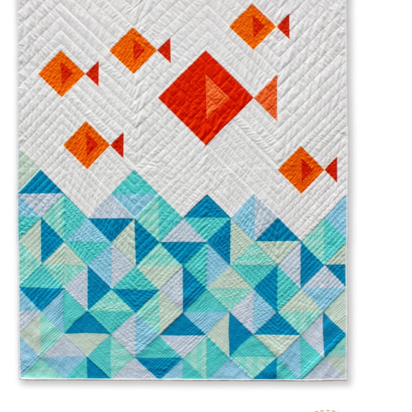 Fish Quilt. PDF pattern only. Modern Quilt. Kids Gift. Baby Gift. Quilt Pattern for beginners. Instant Download.