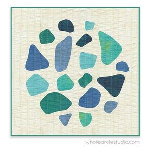 Sea Glass Mini Quilt Pattern, Shoreline Sea Glass, PDF Download, Foundation Paper Piecing, Beach and Ocean Theme