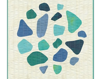 Sea Glass Mini Quilt Pattern, Shoreline Sea Glass, PDF Download, Foundation Paper Piecing, Beach and Ocean Theme