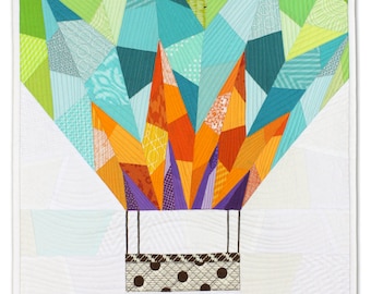 Hot Air Balloon Quilt. PDF Pattern Only. Modern Quilt. Mini Quilt. Graduation Gift. Gift. Paper Piecing. Scrap Quilt. Instant Download. PDF.
