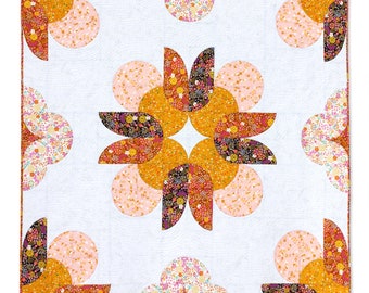 Modern Flower Quilt Pattern. Drunkards Path Block. Baby, Throw, Twin Queen Quilt. Instant Download. PDF. Big Island Blooms