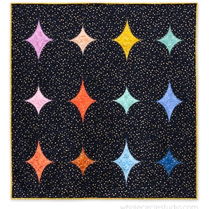 Star and Stones Modern Quilt. Drunkards Path Block. Curve Quilt Baby Quilt. Throw Quilt Instant Download. PDF. Big Island Stars & Stones