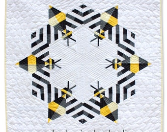 Bee Mini Quilt. Pattern Only. Bee Quilt. Modern Quilt. Beekeeper Gift. Home Decor. Step-by-Step Instructions.  PDF. Instant Download.