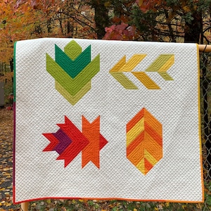 Leaf / Autumn / Thanksgiving quilt. Leaf Peepers quilt pattern. PDF instructions only. Table Runner, Wall Quilt or Mini Quilt.
