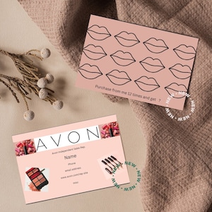 Avon Business loyalty card business card for Avon Reps. customer loyalty card on back Canva Template editable and printable