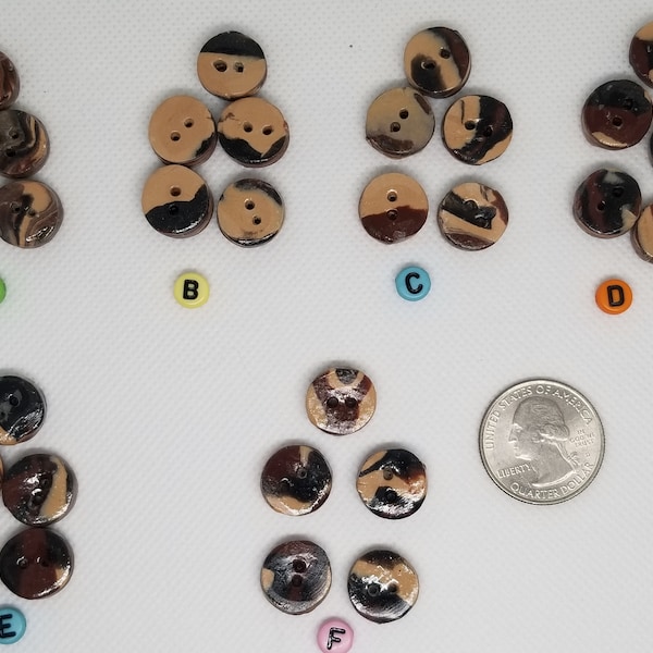 Handmade brown Clay 2 hole buttons