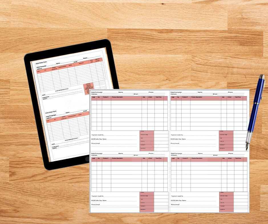 Avon Order Forms Invoice Forms Digital And/or Printable - Etsy for Free Printable Avon Order Form