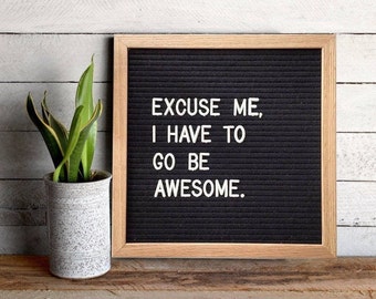 Black Felt Letter Board 10x10 Inch Oak Frame with 290 White Changeable Letters