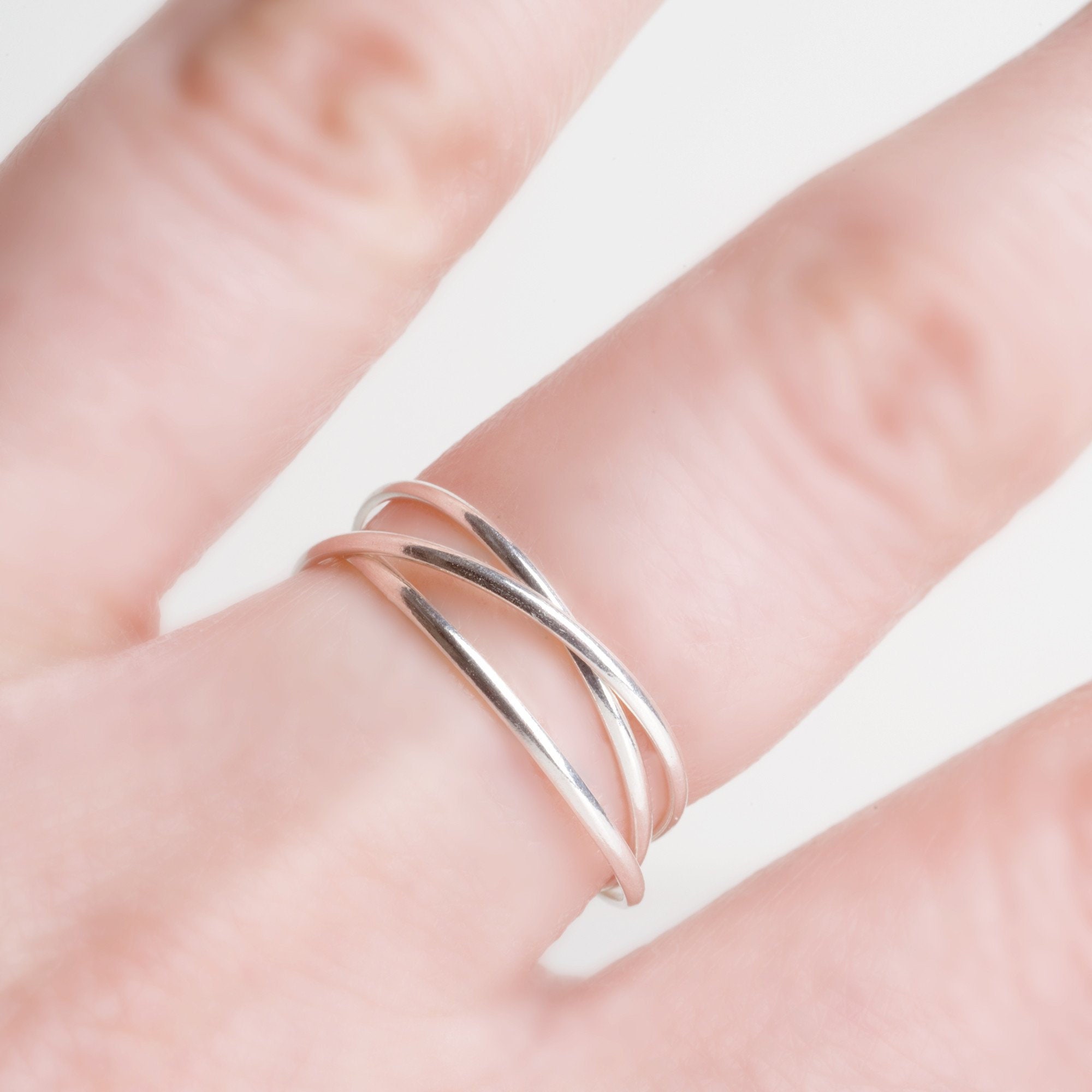 Triple Band Ring Layered Interlocking Trinity Ring. Three Etsy