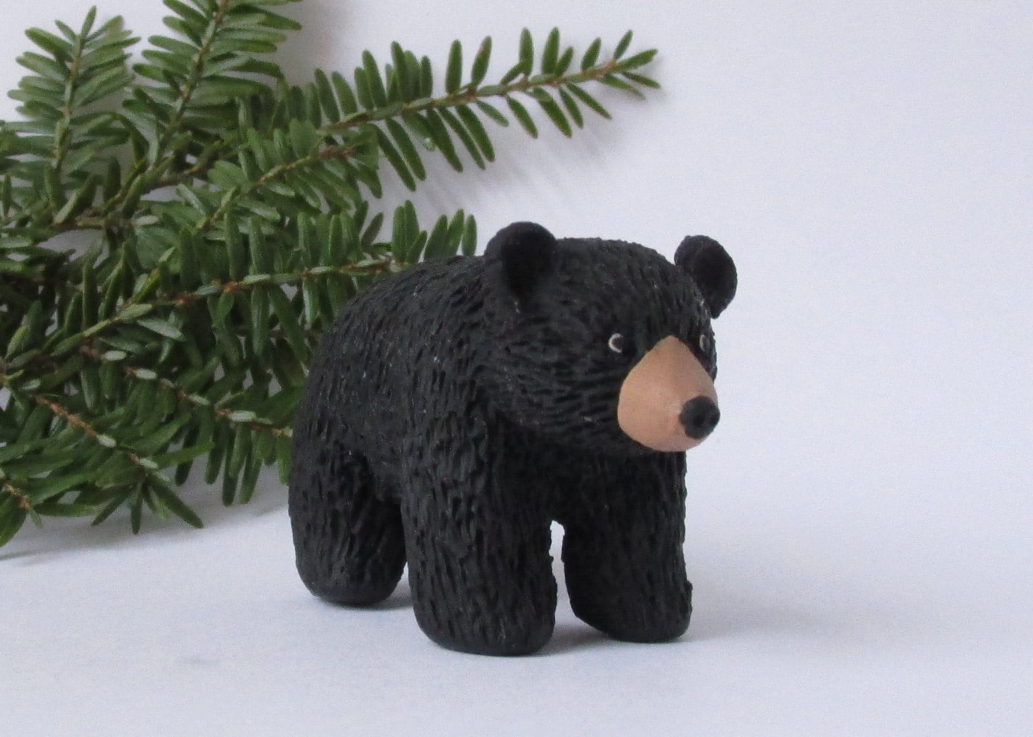 Polymer Clay Black Bear Realistic Handmade Bear Figurine Etsy