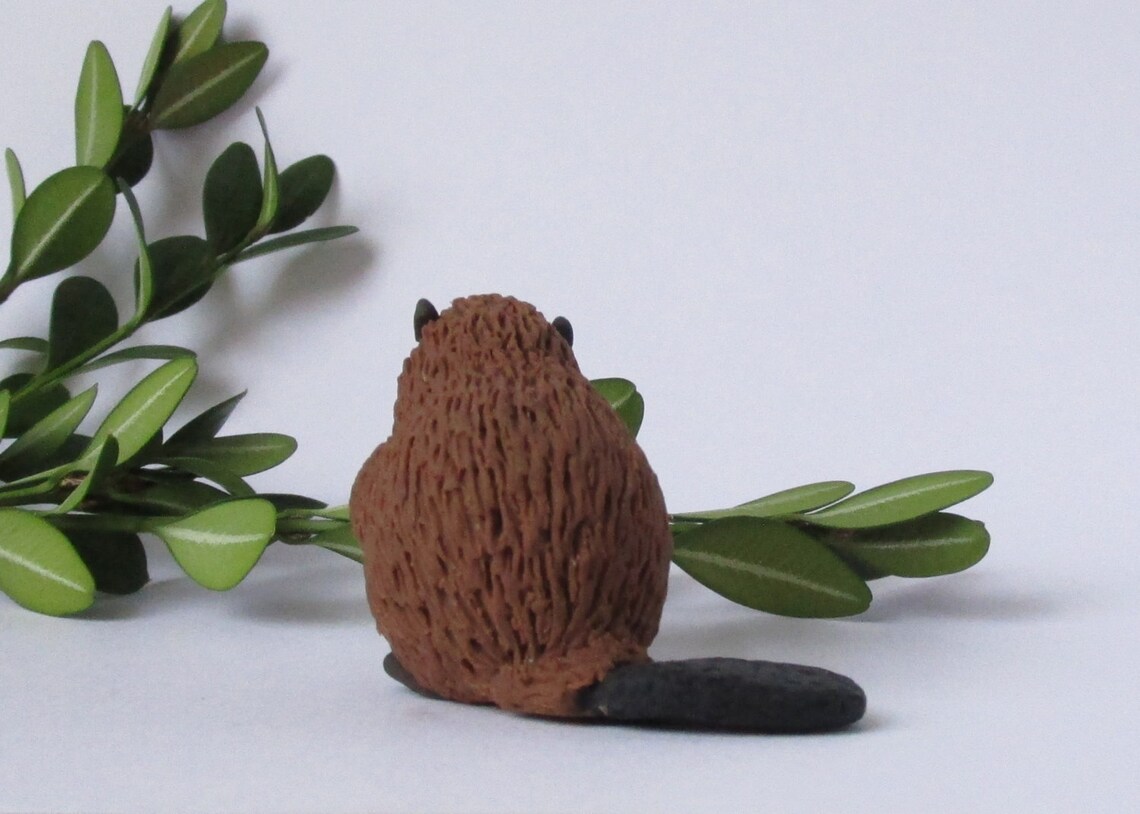 Polymer Clay Beaver, Realistic Handmade Sculpture, Miniature Figurine
