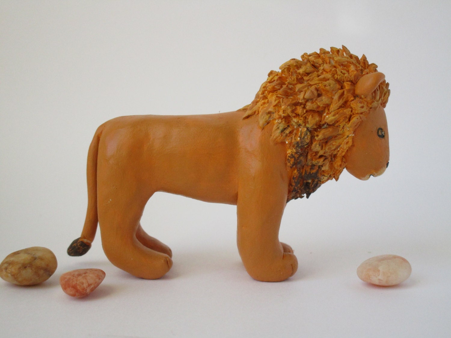 Polymer Clay Lion, Lion Figurine, Clay Animal Sculpture, Jungle Decor