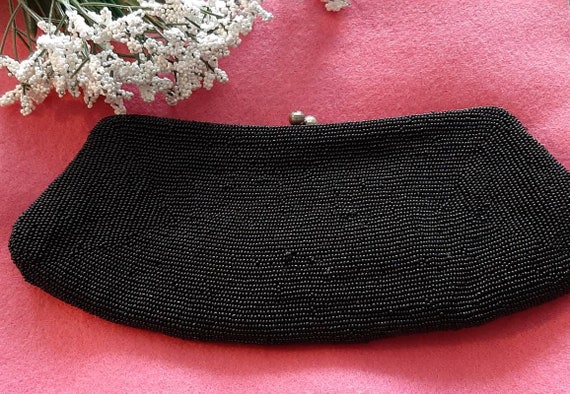 1950s black beaded clutch purse - image 2