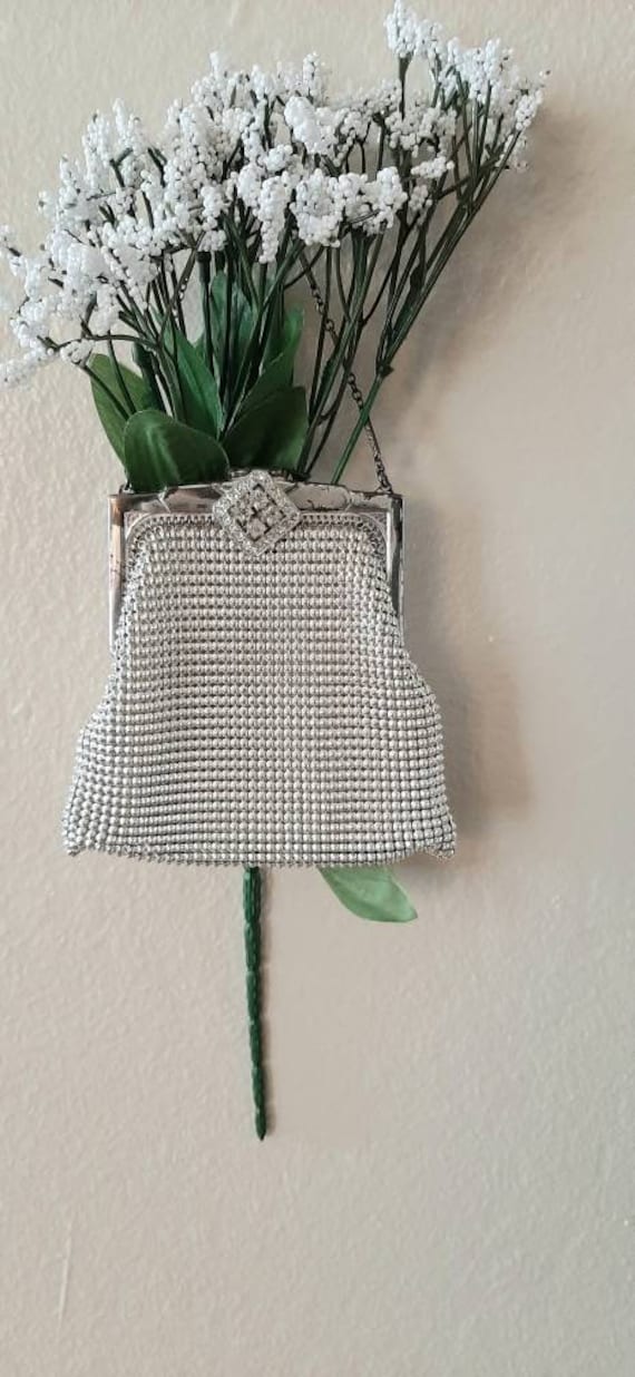 1930s silver metal mesh mini purse by Whiting and 