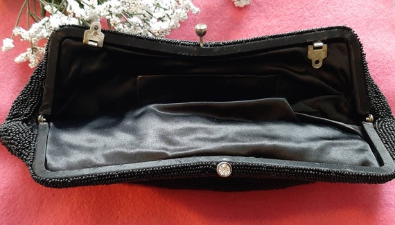 1950s black beaded clutch purse - image 5