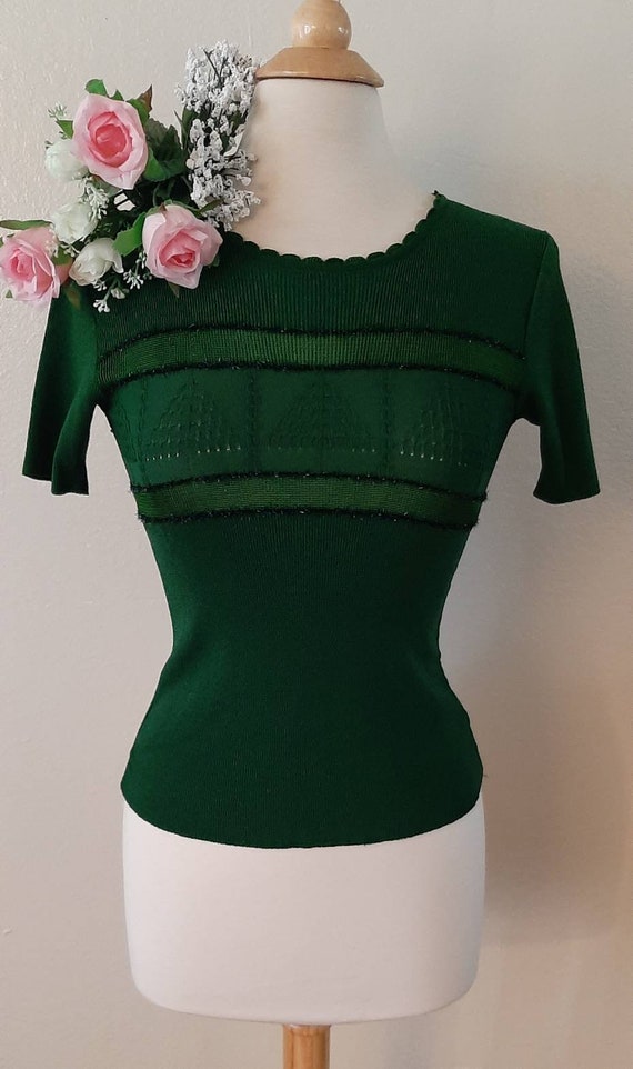 1960s Green color blouse