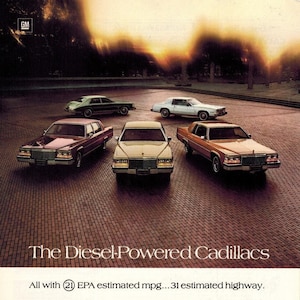 DIESEL CADILLACS | 1980 | Retro Ads | Vintage Car Ads | Automobilia | Vintage Ads | Holiday Gift Idea | 1980s | Free Shipping Included
