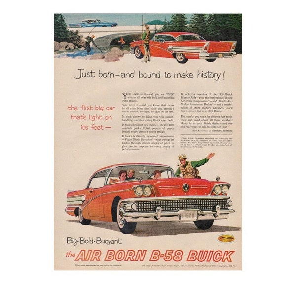 BUICK ROADMASTER LIMITED Advertisement 1958 - Original Vintage Car Advertisements - Life Magazine November 11 1957 - Free Shipping Included