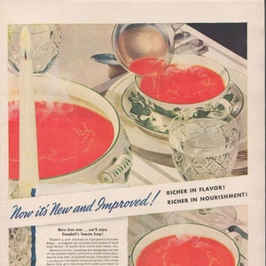 Vintage Campbell&#39;s Soup Ad 1942 - Vintage Ad - Retro Ad - Vintage Advertising Art - Free Shipping Included - Christmas Gift Idea